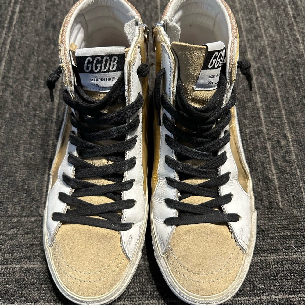 Don’t buy. Doing a trade. GGDBs 37/7 EUC Rose gold and Gunmetal slides